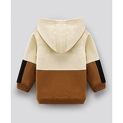 Bonfino Full Sleeves Hooded T-Shirt & Lounge Pant Color Block - Offwhite Brown