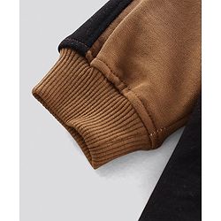 Bonfino Full Sleeves Hooded T-Shirt & Lounge Pant Color Block - Offwhite Brown