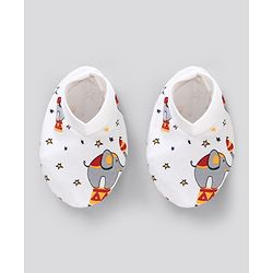 Bonfino Cotton Cap Mitten Booties Set - White