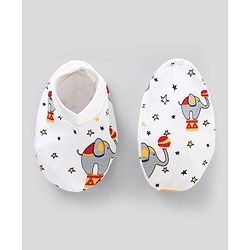 Bonfino Cotton Cap Mitten Booties Set - White