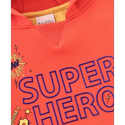Bonfino Full Sleeves Hooded Sweatshirt Text Print - Orange