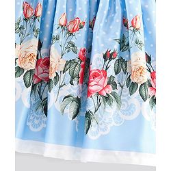 Bonfino Cap Sleeves Frock Floral Print - Blue