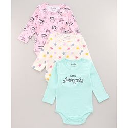 Bonfino Full Sleeves Cotton Onesies Pack of 3 - Multicolor
