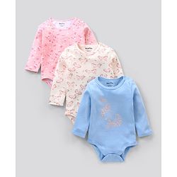 Bonfino Full Sleeves Cotton Onesies Pack of 3 - Multicolor