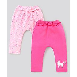 Bonfino Full Length Diaper Legging Unicorn Print Pack of 2 - Pink