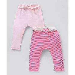 Bonfino Full Length Leggings Bow Appliques  Pack of 2 - Light & Dark Pink
