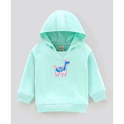 Bonfino Full Sleeves Hooded Sweatshirt Sheep Print - Green