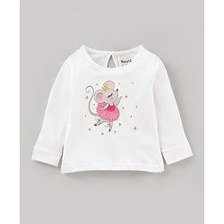 Bonfino Full Sleeves Pyjama Set Glitter Star Print - Ivory Pink