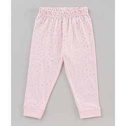 Bonfino Full Sleeves Pyjama Set Glitter Star Print - Ivory Pink