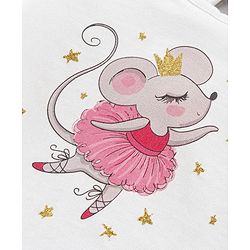 Bonfino Full Sleeves Pyjama Set Glitter Star Print - Ivory Pink