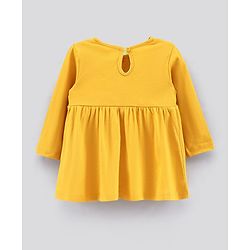 Bonfino Full Sleeves Frock Solid & Floral Print - Yellow Cream