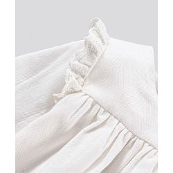 Bonfino Full Sleeves Fit and Flare Frock with Floral Embroidery - Ivory