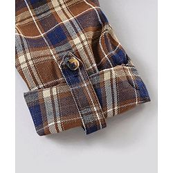 Bonfino Full Sleeves Checked Shirt & Washed Denim Dungaree Set - Blue Brown