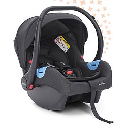 Bonfino Ritzy Car Seat & Carry Cot, Tri-Protect Headrest, Intelli-Fit Foam, Linen Fabric - Black| Travel System Compatiable| Premium Linen Fabric| Side-impact Protection| Feeding Chair and Rocker Mode| Stylish Curved Handle