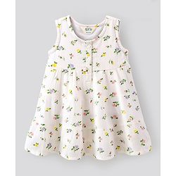 Bonfino Sleeveless Frock with Headband Floral Print - White