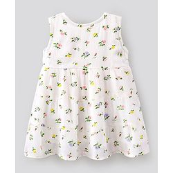 Bonfino Sleeveless Frock with Headband Floral Print - White