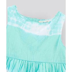 Bonfino Sleeveless Tie & Dye Tiered Frock with Headband - Green