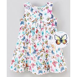 Bonfino Sleeveless All Over Printed Frock - White