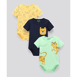 Bonfino Half Sleeves Printed Onesies Pack of 3 - Multicolour