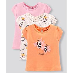 Bonfino Half Sleeves Tops Bee Print Pack of 3 - Multicolor