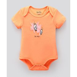 Bonfino Half Sleeves Printed Onesies Pack of 3 - Pink Ivory Orange