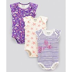 Bonfino Half Sleeves Printed Onesies Pack of 3 - Multicolour