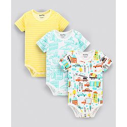 Bonfino Half Sleeves Printed Onesies Pack of 3 - Multicolour
