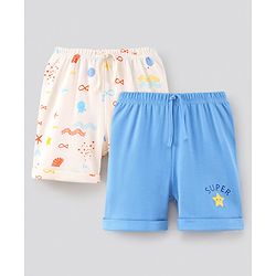 Bonfino Cotton Shorts Printed Pack of 2- Blue & White