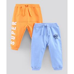 Bonfino Full Length Joggers Text Print Pack of 2 - Orange Blue