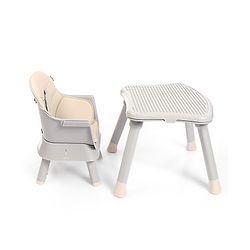 Bonfino Bliss 6-in-1 High Chair - Convertible Booster & Dining Chair, Study & Game Table with Removable Game Tray with Grooves - Grey| Anti-skid Legs| Removable Seat Cover| 5-point Safety Harness