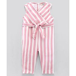 Bonfino Sleeveless Jumpsuit Striped - Light Red White