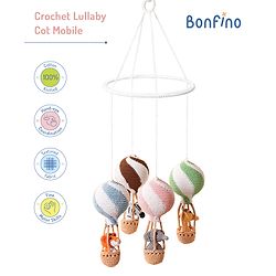Bonfino Premium Crochet Animal Hanging Toy for Craddle|0-6 Months| Nursery Decoration|moving Toy for Baby Beds|develops Visual Senses & Motor Skills| Birthday Gift
