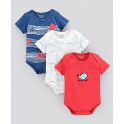 Bonfino Half Sleeves Onesies Printed Pack of 3 - Multicolor