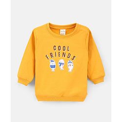 Bonfino Full Sleeves Sweatshirt Text Print - Yellow