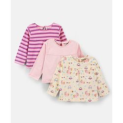Bonfino Full Sleeves Tees Uniconr Print Pack of 3 - Pink