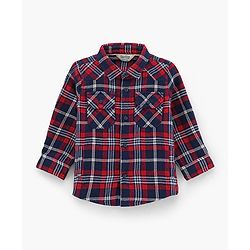 Bonfino Full Sleeves Flannel Check Shirt With Patch Pocket - Maroon