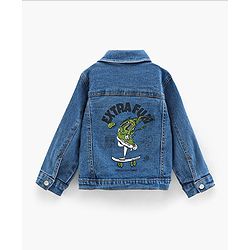 Bonfino Cotton Woven Full Sleeves Washed Denim Jacket - Blue