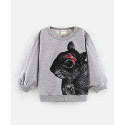 Bonfino Cotton Full Sleeve Sweatshirt Animal Print - Grey