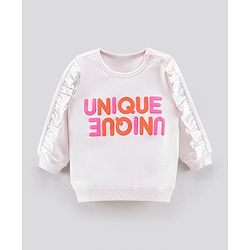 Bonfino Cotton Full Sleeves Sweatshirt With Puffed Print- White