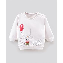 Bonfino Cotton Full Sleeves Sweatshirt Multiprint - White