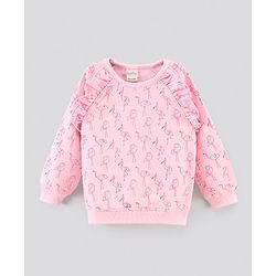Bonfino Cotton Full sleeves All Over Printed Sweatshirt - Pink