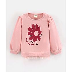 Bonfino Cotton Full Sleeve Sweatshirt Floral Print - Peach