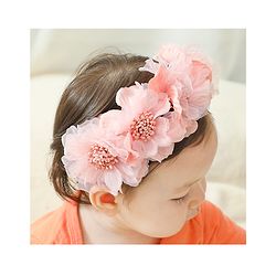Bonfino Free Size Floral Design Hair Band - Pink