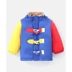 Bonfino Full Sleeves Hooded Puffer Jackets - Blue
