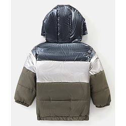 Bonfino Full Sleeves Hooded Puffer Jackets - Olive