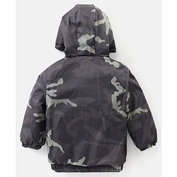 Bonfino Full Sleeves Hooded Puffer Jackets - Olive