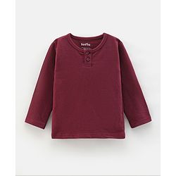 Bonfino Cotton Denim Dungarees With Full Sleeves T-Shirt - Grey Maroon