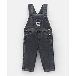 Bonfino Cotton Denim Dungarees With Full Sleeves T-Shirt - Grey Maroon
