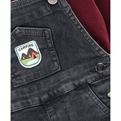 Bonfino Cotton Denim Dungarees With Full Sleeves T-Shirt - Grey Maroon