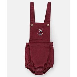 Bonfino Embroidered Onesie with Full Sleeves Inner Tee - Maroon